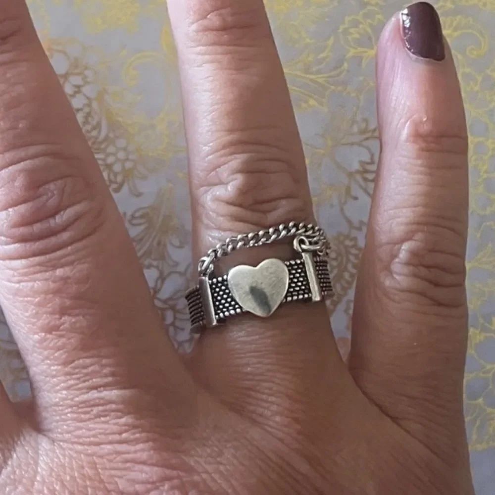 Heart Chain Adjustable 925 ring - Picture 5 of 7